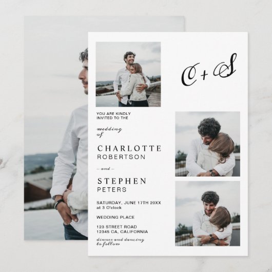 Invitation Décontracté moderne minimaliste initiales mariage (Devant / Derrière)