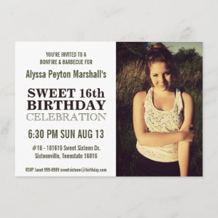 Invitation Décontracté Nature Portrait Photo Sweet 16 Party