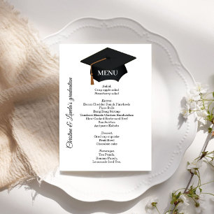 Invitation Décontracté noir et blanc Graduation soirée menu d