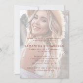 Invitation Décontracté Script Rose Gold Deux Photo Graduation (Dos)