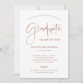 Invitation Décontracté Script Rose or et blanc | Grad Party (Devant)