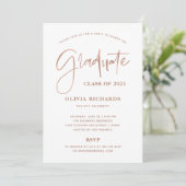 Invitation Décontracté Script Rose or et blanc | Grad Party (Debout devant)
