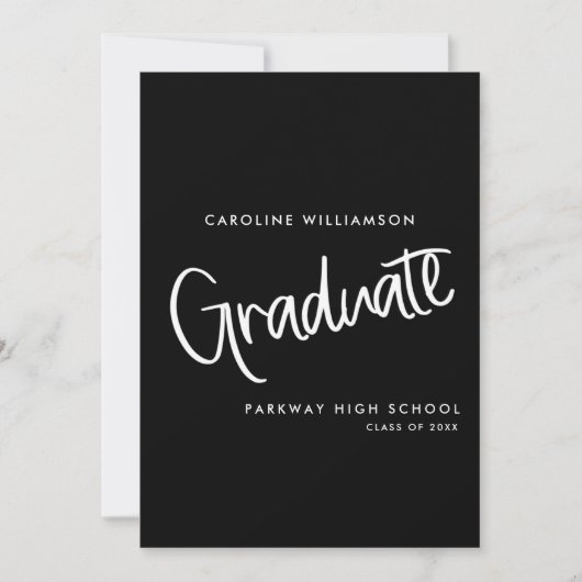 Invitation Décontracté Script tendance Black Graduation Faire (Devant)