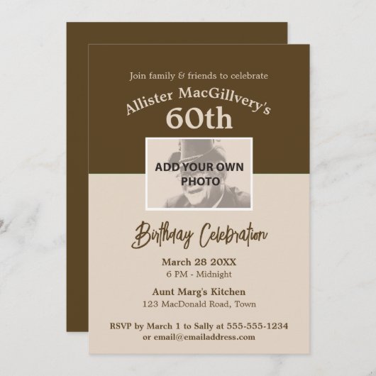 Invitation décontractée de 60e anniversaire avec p (Devant / Derrière)