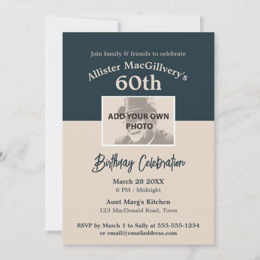 Invitation décontractée de 60e anniversaire avec p (Devant)