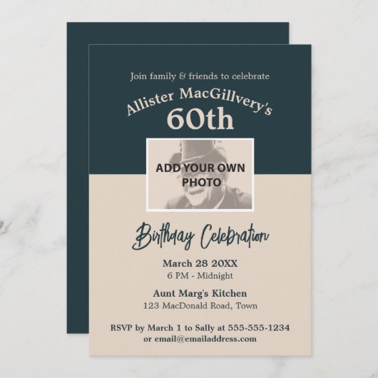 Invitation décontractée de 60e anniversaire avec p (Devant / Derrière)