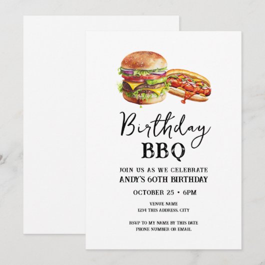 Invitation Décontractée du barbecue du 60e anniver (Devant / Derrière)