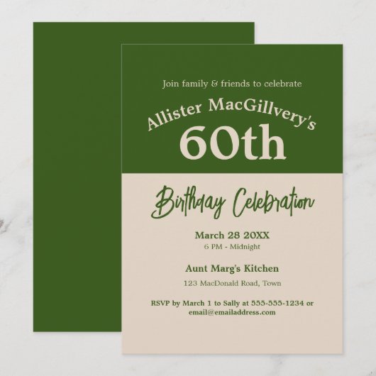 Invitation décontractée pour le 60e anniversaire - (Devant / Derrière)