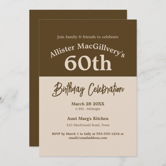 Invitation décontractée pour le 60e anniversaire - (Devant / Derrière)