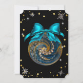 Invitation Décor bleu de Noël, diamants et flocons de neige (Dos)