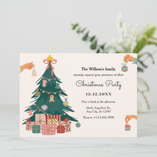 Invitation Décor d'arbres de Noël (Debout devant)