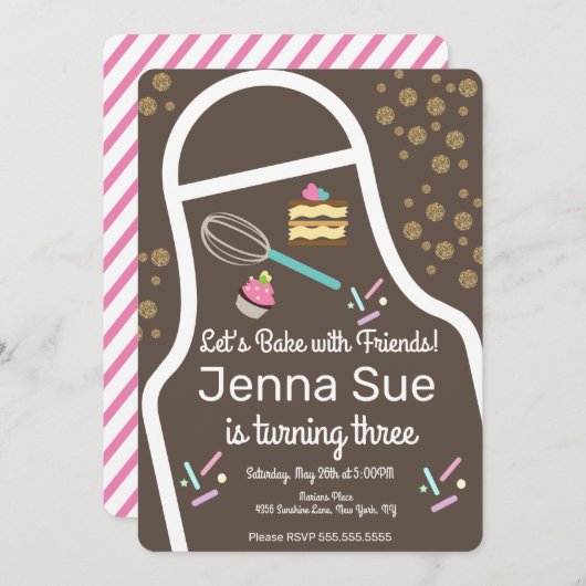 Invitation Décor de Cupcake à épingles (Devant / Derrière)