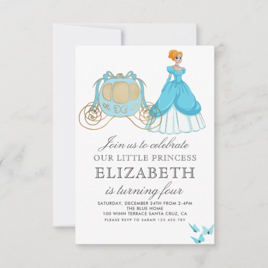 Invitation Décor de fête d'anniversaire de la princesse Cendr (Devant)