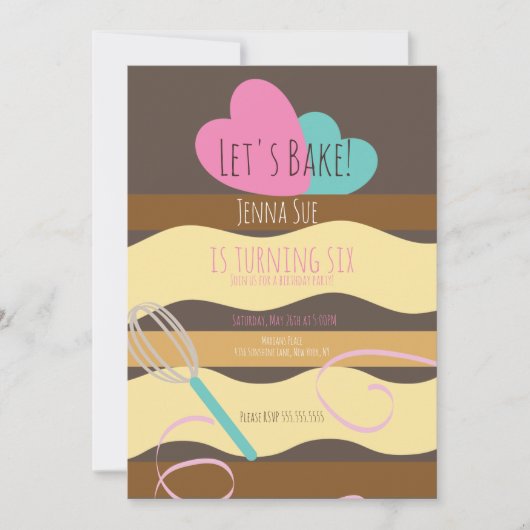 Invitation Décor de gâteau tranché Parfums roses d'anniversai (Devant)