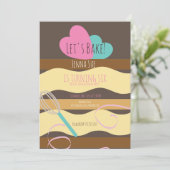 Invitation Décor de gâteau tranché Parfums roses d'anniversai (Debout devant)