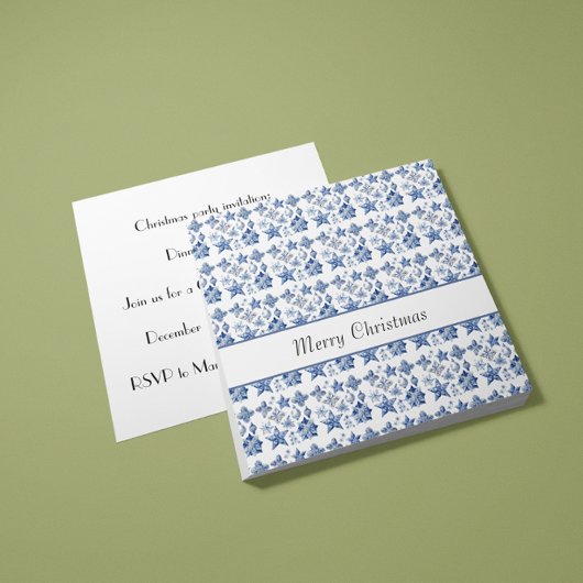 Invitation Décor de Noël dans Delft Blue personnalisable