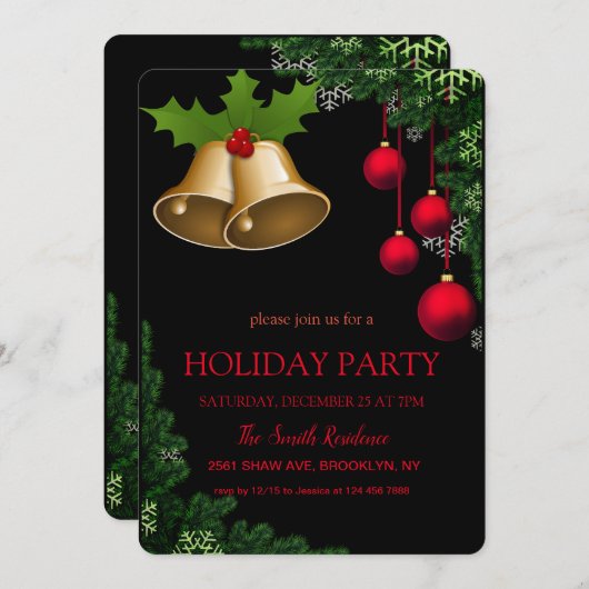 Invitation Décor de Noël Jingu Bells (Devant / Derrière)