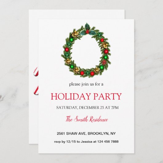 Invitation Décor de Noël, Noël (Devant / Derrière)