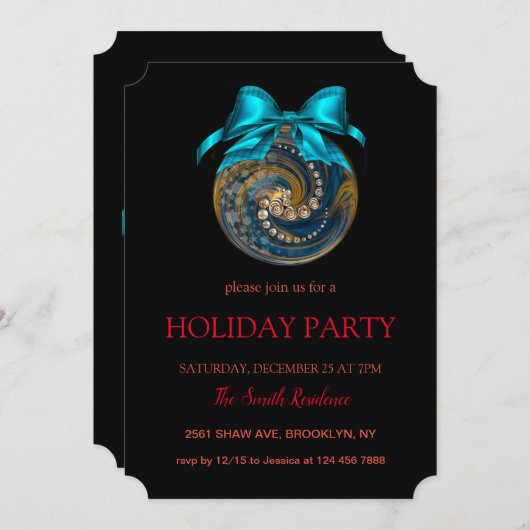 Invitation Décor de Noël, Noël (Devant / Derrière)