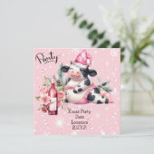 Invitation Décor de Noël rose Yoga Vache (Debout devant)