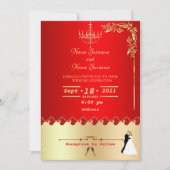 Invitation Décor doré rouge (Devant)