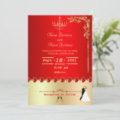 Invitation Décor doré rouge (Debout devant)