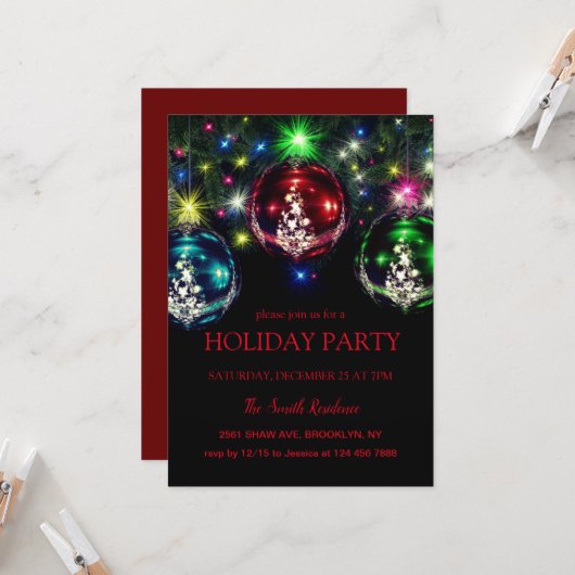 Invitation Décor du Nouvel An, étoile de Noël (Devant/Arrière en situation)