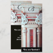 Invitation DÉCOR ÉLÉGANT ET STYLÉ ,rouge blanc noir (Devant / Derrière)