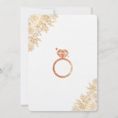 Invitation Décor Floral Doré Avec Bague (Dos)