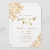 Invitation Décor Floral Doré Avec Bague (Devant / Derrière)