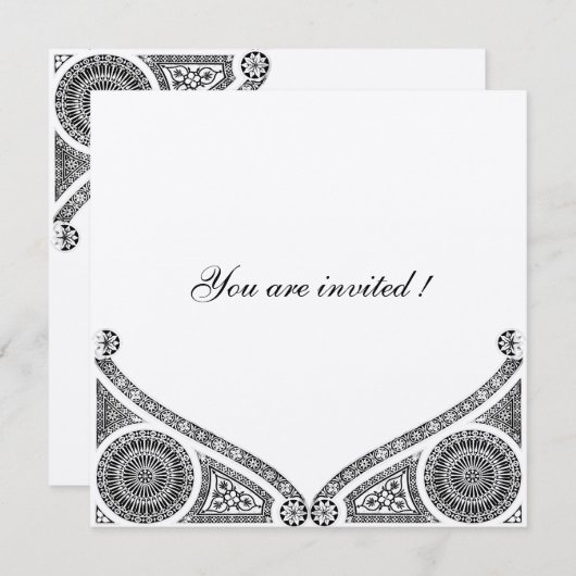 Invitation DECOR RENAISSANCE Noir et Blanc (Devant / Derrière)