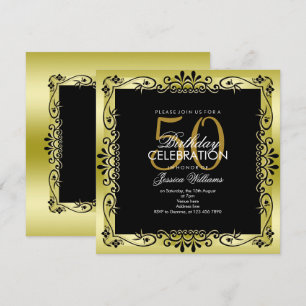 Invitation Décor romantique encadré 50e anniversaire