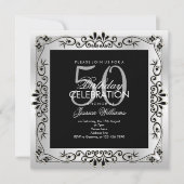 Invitation Décoratif Argent Classé encadré 50e anniversaire (Devant)