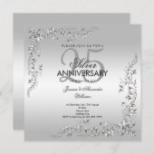 Invitation Décoration Argent 25e Anniversaire de Mariage (Devant / Derrière)