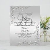 Invitation Décoration argentée 25e anniversaire de mariage (Debout devant)