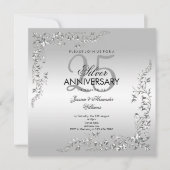 Invitation Décoration argentée 25e anniversaire de mariage (Devant)