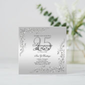 Invitation Décoration argentée 25e anniversaire de mariage (Debout devant)