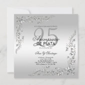 Invitation Décoration argentée 25e anniversaire de mariage (Devant)