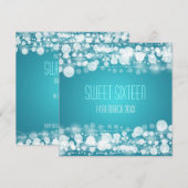 Invitation Décoration Bleue Sweet sixteen (Devant / Derrière)