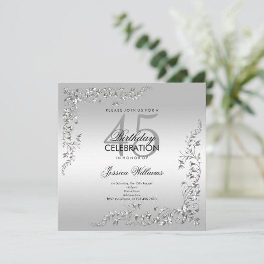 Invitation Décoration d'argent 45ème anniversaire (Debout devant)