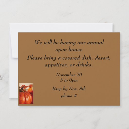 Invitation Décoration d'automne - (Dos)