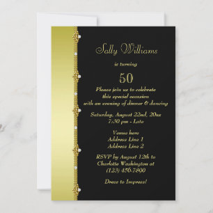 Invitation Décoration de 50e anniversaire avec diamant et or