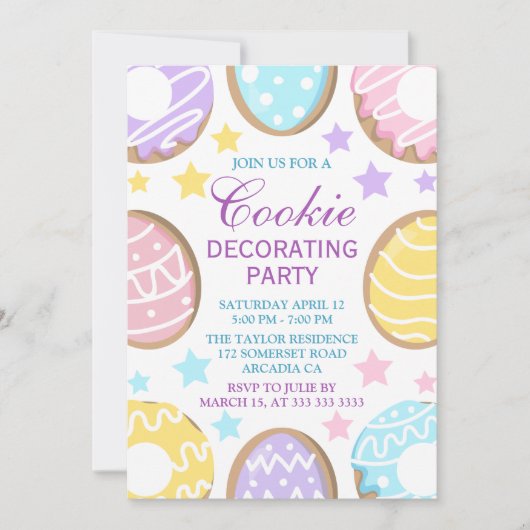 Invitation Décoration de biscuits de Pâques au pastel (Devant)
