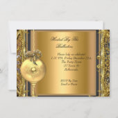 Invitation Décoration de boule dorée de Noël pour fête des Fê (Dos)
