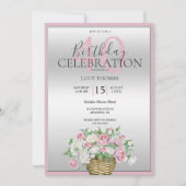 Invitation Décoration de bouquet rose classique Anniversaire (Devant)