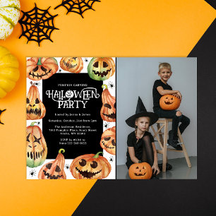 Invitation Décoration de citrouille Halloween Photo Anniversa