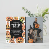 Invitation Décoration de citrouille Halloween Photo Anniversa (Debout devant)