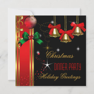 Invitation Décoration de fête de Noël rouge et noir pour le d