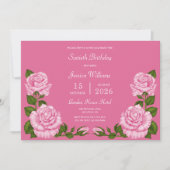Invitation Décoration de fleurs roses pour 60 ans (Devant)