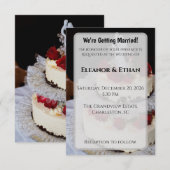 Invitation Décoration de gâteau de mariage Rose Rouge Classiq (Devant / Derrière)